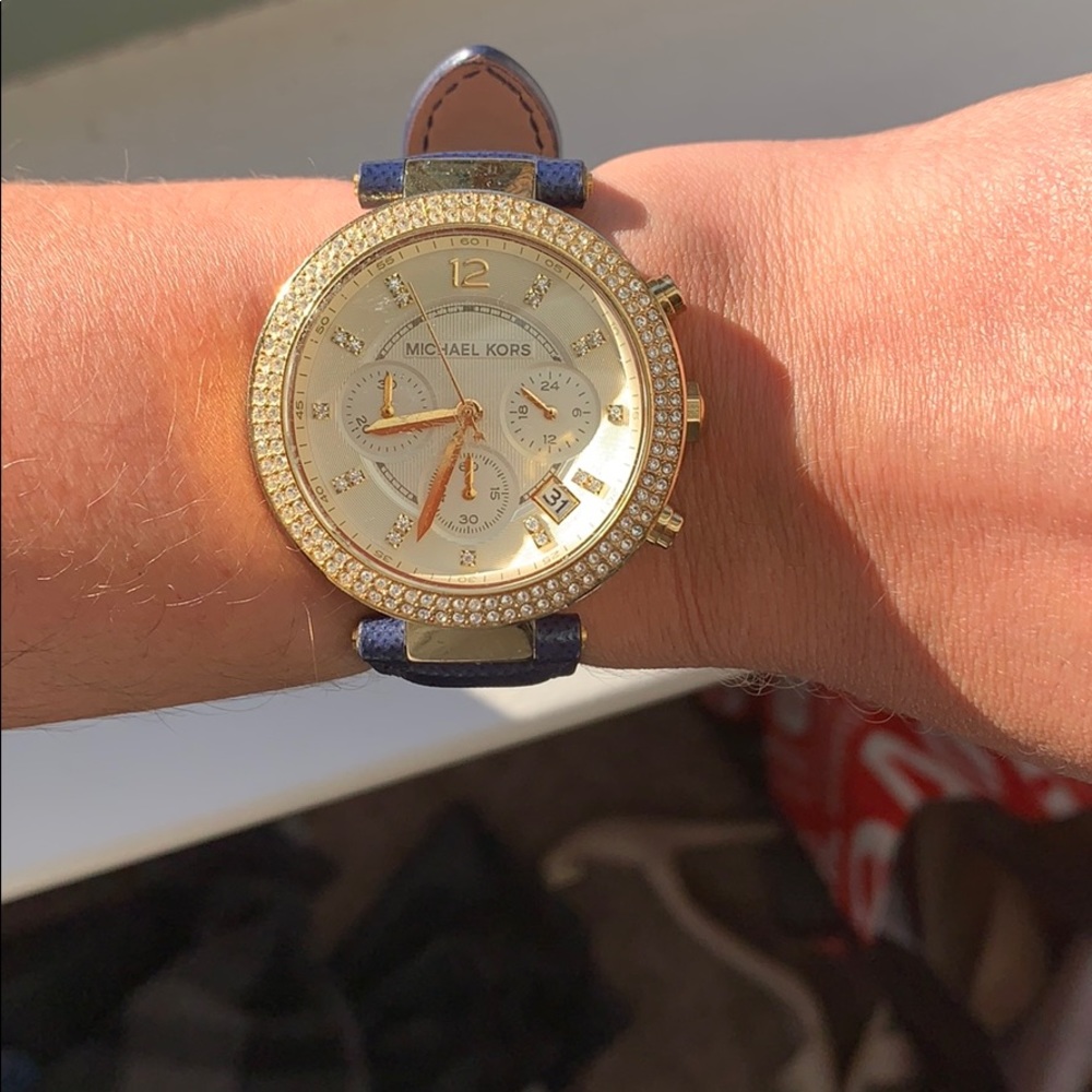 Blue and gold Michael Kors watch